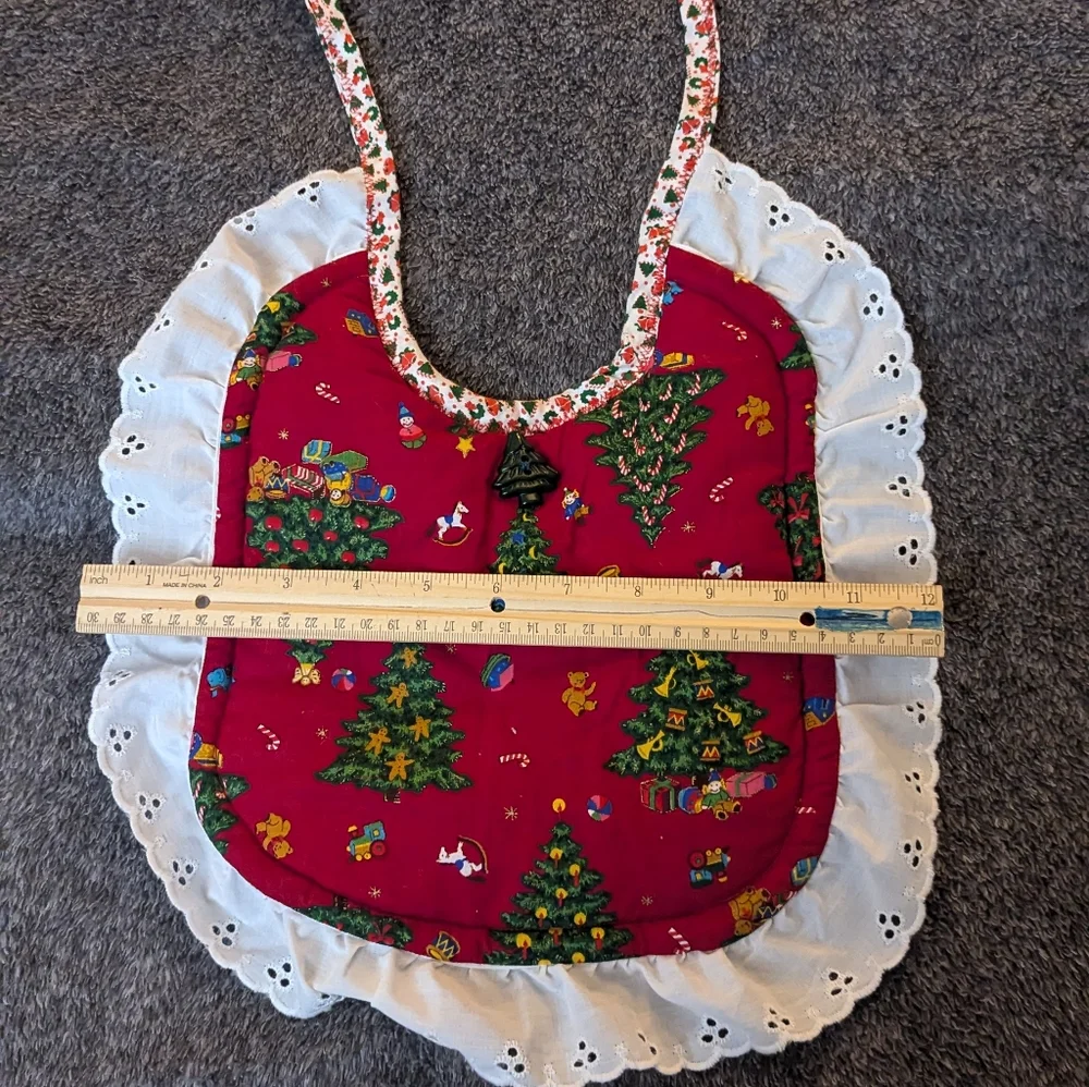 Christmas baby bib with white border